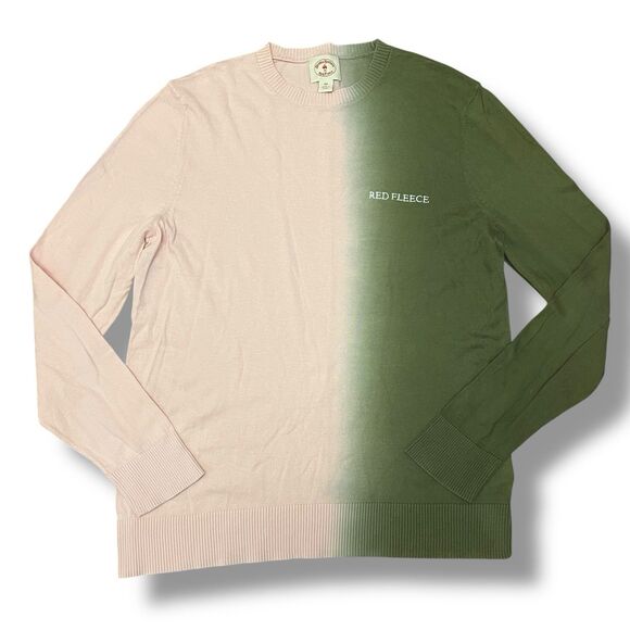 Brooks Brothers Red Fleece Sweater Mens Medium Pink Green Pullover Long Sleeve - Picture 2 of 9